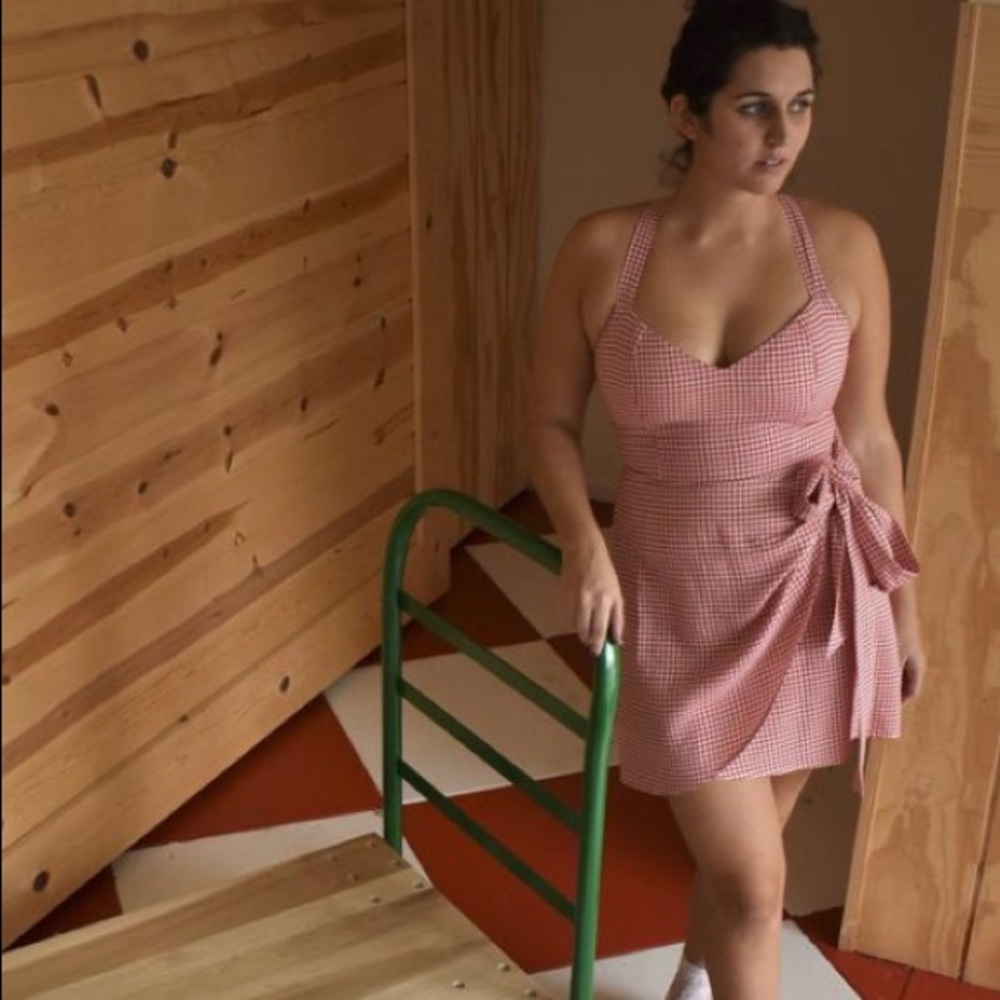 Fashion Brand Company Red Check Wrap Dress